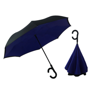 Parapluie inversé avec une double toile de couleur bleu